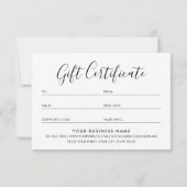 Gift Certificate Script Minimalist Off-White Card (Rückseite)