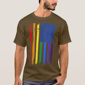 Gift Cute LGBT Pride Rainbow American Flag Gay Pri T-Shirt
