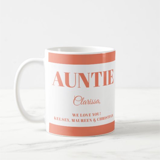 Gift for Auntie with Names Kaffeetasse (Links)