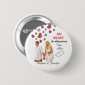 Gift For Couples Wedding personalized photo Button (Vorne & Hinten)