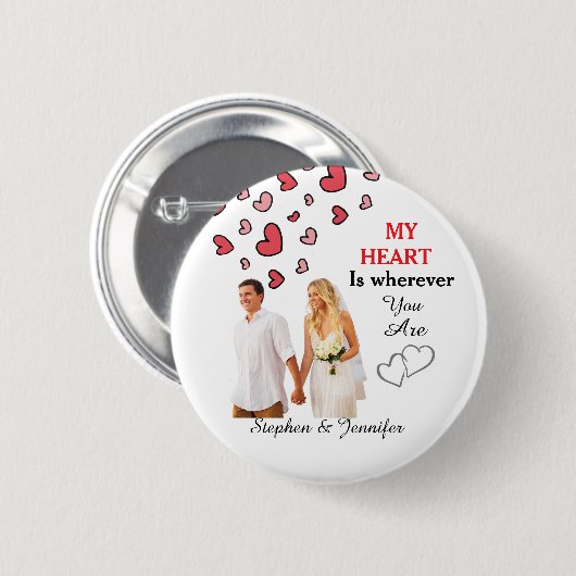 Gift For Couples Wedding personalized photo Button (Vorne & Hinten)