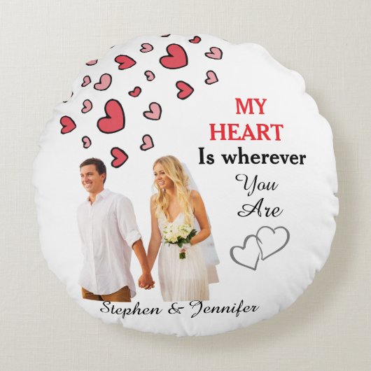 Gift For Couples Wedding personalized photo Rundes Kissen (Vorderseite)