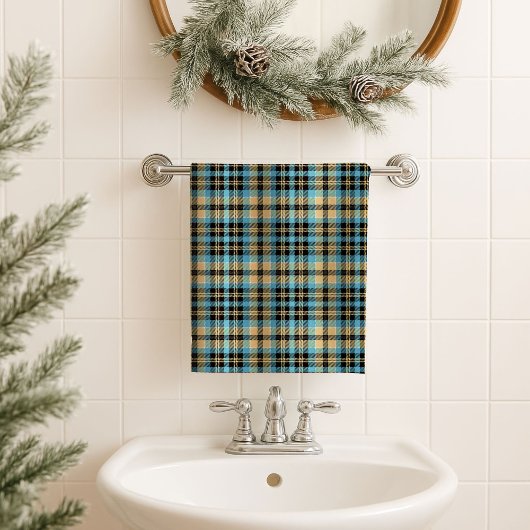 Gift for Dad – Blue Yellow Plaid Towel for Him Badhandtuch Set