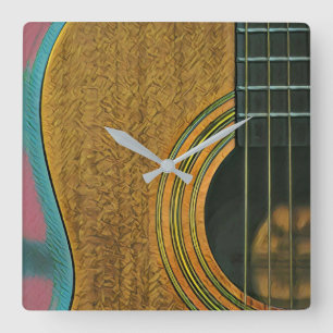 Gift for musician guitarist quadratische wanduhr