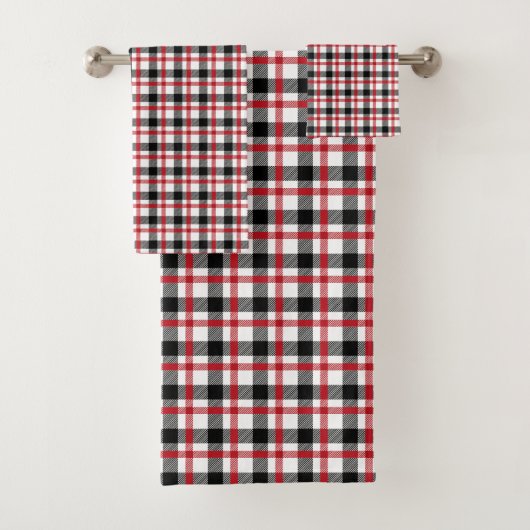 Gift for New Home Red Black Plaid Towel Set (Insitu)