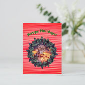 Gift Gold Bow Wreath Weihnachtsfeiertag Postkarte (Stehend Vorderseite)