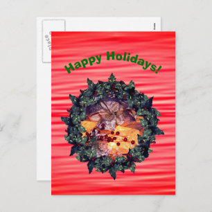 Gift Gold Bow Wreath Weihnachtsfeiertag Postkarte