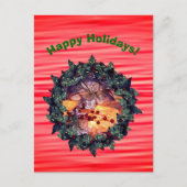 Gift Gold Bow Wreath Weihnachtsfeiertag Postkarte (Vorderseite)