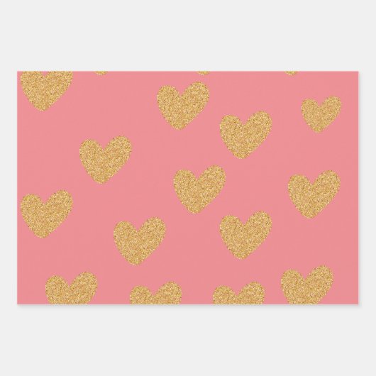 Gift Gold Heart Geschenkpapier Set (Vorderseite)