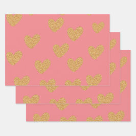 Gift Gold Heart Geschenkpapier Set