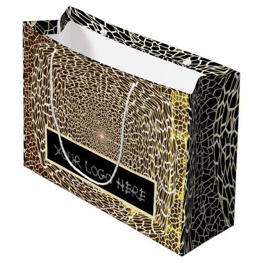 GIFT GOLDEN UND SCHWARZ GROSSE GIFT BAG GROßE GESCHENKTÜTE (Vorderseite Schrägansicht)