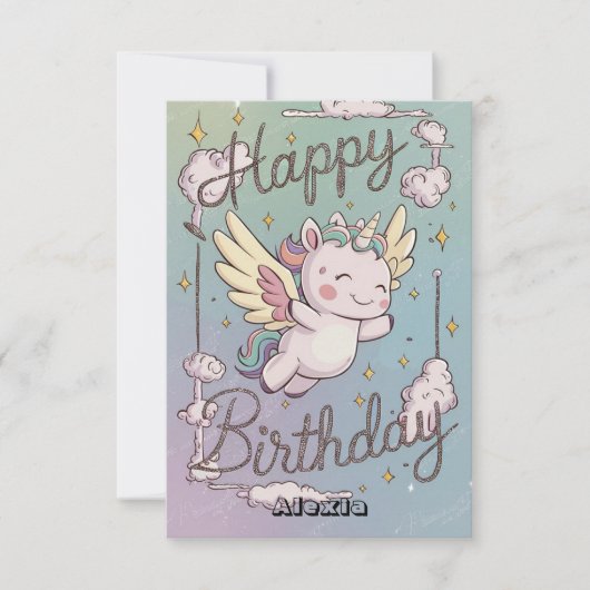 Gift Gruß Unicorn Geburtstag Karte (Vorderseite)