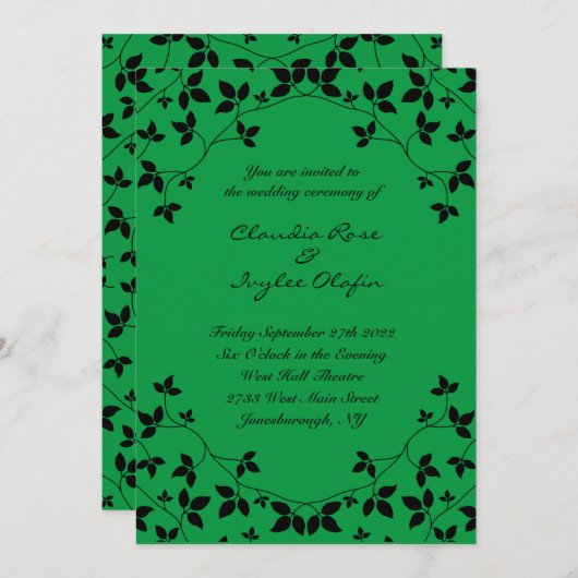 Gift Ivy Green & Black Gothic Einladung zur Hochze (Vorne/Hinten)