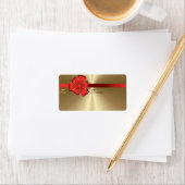 Gift Labels - Red Bow & Ribbon auf Gold Adressaufkleber (Insitu)
