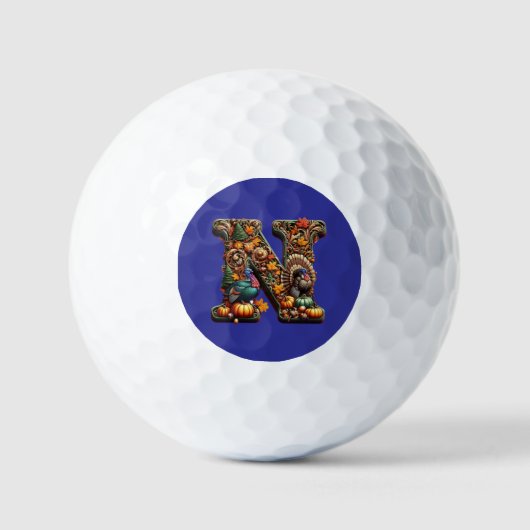 Gift Letter N Thanksgiving style Golfball (Vorderseite)
