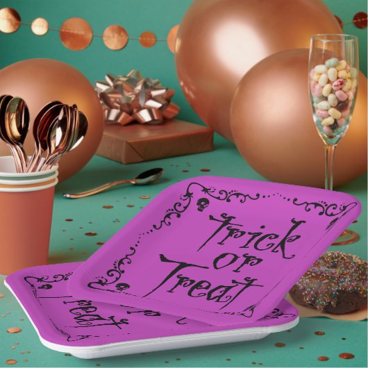 Gift Lila Trick oder Behandlung Pappteller (Multi)