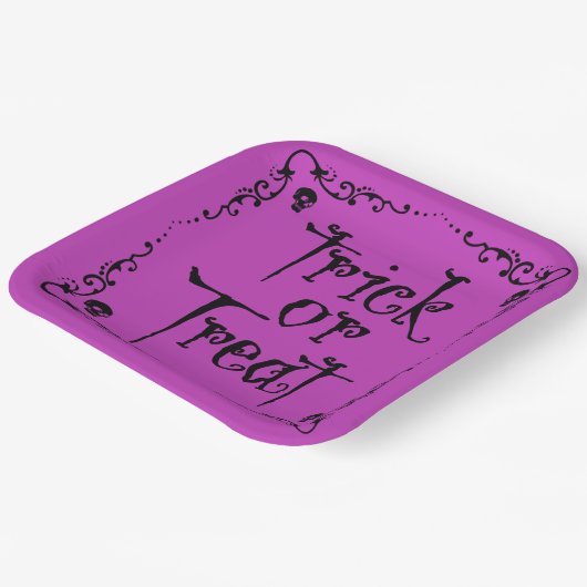 Gift Lila Trick oder Behandlung Pappteller (Gewinkelt)