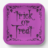 Gift Lila Trick oder Behandlung Pappteller (Vorderseite)