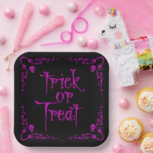 Gift Lila Trick oder Behandlung Pappteller (Party)