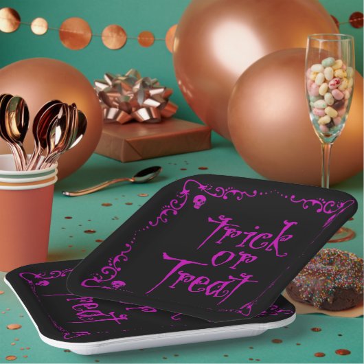 Gift Lila Trick oder Behandlung Pappteller (Multi)