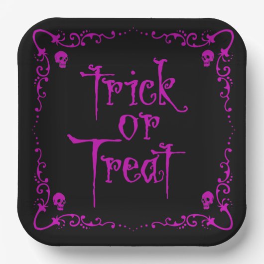 Gift Lila Trick oder Behandlung Pappteller (Vorderseite)