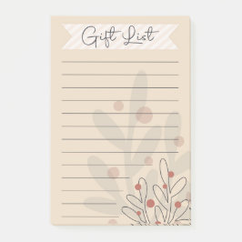 Gift list, seasonal xmas mistletoe post-it klebezettel