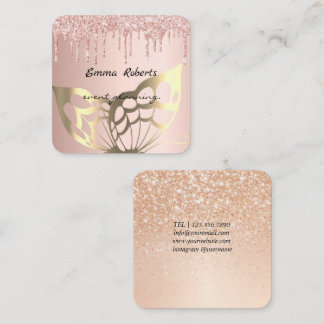 Gift Pink and White Glitter Modern Business card Quadratische Visitenkarte