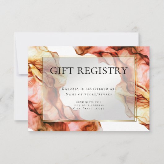 Gift-Registrierung | Abstrakte Aquarellfarben Herb Einladung (Vorderseite)