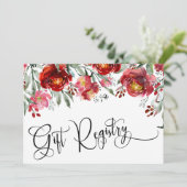 Gift Registry Burgundy Red Blume Insert Card Save The Date (Stehend Vorderseite)