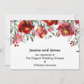Gift Registry Burgundy Red Blume Insert Card Save The Date (Rückseite)