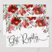 Gift Registry Burgundy Red Blume Insert Card Save The Date (Vorne/Hinten)