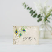 Gift Registry Cards - Peacock Feathers Wedding Set Begleitkarte (Stehend Vorderseite)