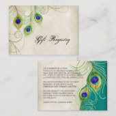 Gift Registry Cards - Peacock Feathers Wedding Set Begleitkarte (Vorne/Hinten)