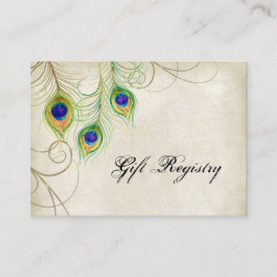 Gift Registry Cards - Peacock Feathers Wedding Set Begleitkarte