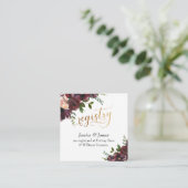 Gift Registry Gold Script Red Watercolor Blume Begleitkarte (Stehend Vorderseite)