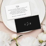 Gift Registry Honeymoon Fund Wedding Monogram Begleitkarte<br><div class="desc">Vollständig editierbare Beipackkarte für Geschenke,  Anfahrtsbeschreibung,  Unterkunft etc.; alle Hochzeitsdetails,  die Sie als Visitenkarte zu Ihrer Hochzeitssuite hinzufügen müssen. Monogramm auf der Rückseite. In Schwarz-Weiß-Basic und elegant dargestellt.</div>