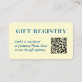 Gift Registry Qr Code Butter Yellow & Blue Begleitkarte (Vorderseite)