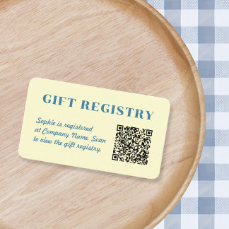 Gift Registry Qr Code Butter Yellow & Blue Begleitkarte