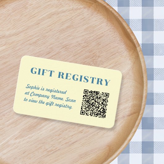 Gift Registry Qr Code Butter Yellow & Blue Begleitkarte