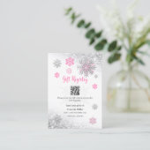 Gift Registry Snowflake Winter Baby Shower QR Code Begleitkarte (Stehend Vorderseite)