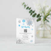 Gift Registry Snowflake Winter Baby Shower QR Code Begleitkarte (Stehend Vorderseite)