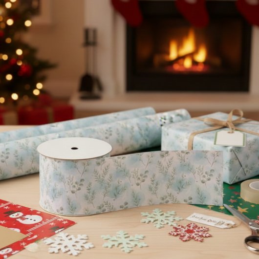 Gift Ribbon – Watercolor Eucalyptus & Pine Ripsband