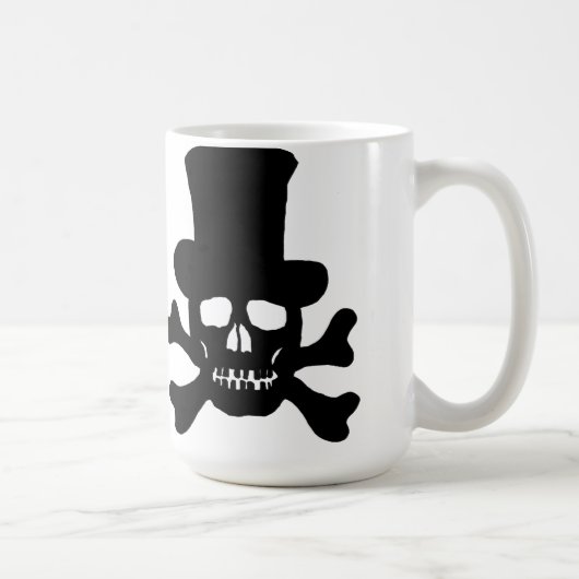 "Gift" Schädel und Kreuzknochen mit einer Top-Hat- Kaffeetasse (Rechts)