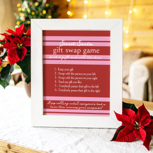 Gift Swap Spiel Geheimnis Santa Cabana rosa Streif Poster