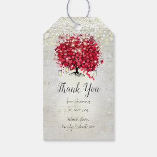 Gift-Tags aus Rotem Herzblatt unter den Sternen Geschenkanhänger