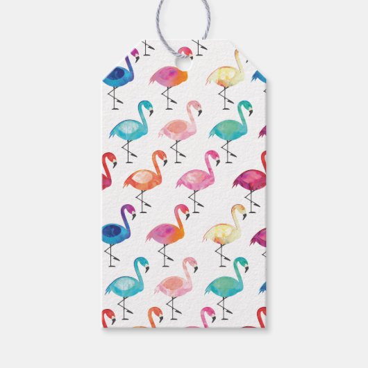 Gift Tags - Mehrfarbige Flimingos Geschenkanhänger (Vorderseite)