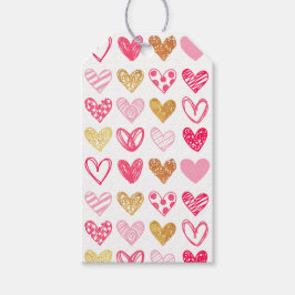 Gift Tags - Rosa und goldene Herzen Geschenkanhänger