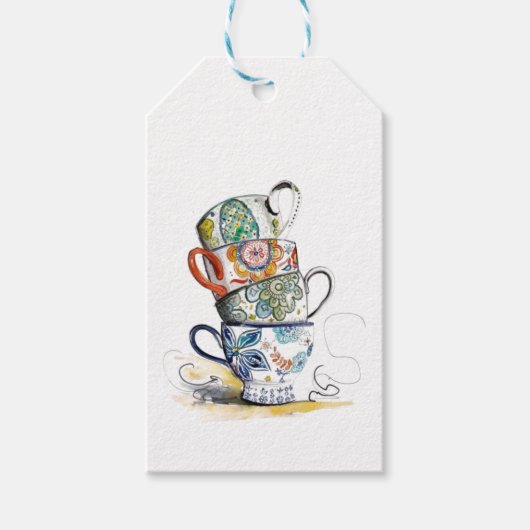 Gift-Tags - Vintage Teacups Geschenkanhänger (Vorderseite)