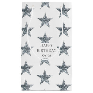 Gift-Taschen anpassen - Silver Glitzer Stars Kleine Geschenktüte