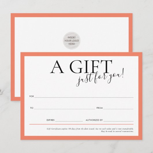GIFT VOUCHER elegante, moderne und schicke Busines Einladung (Vorne/Hinten)